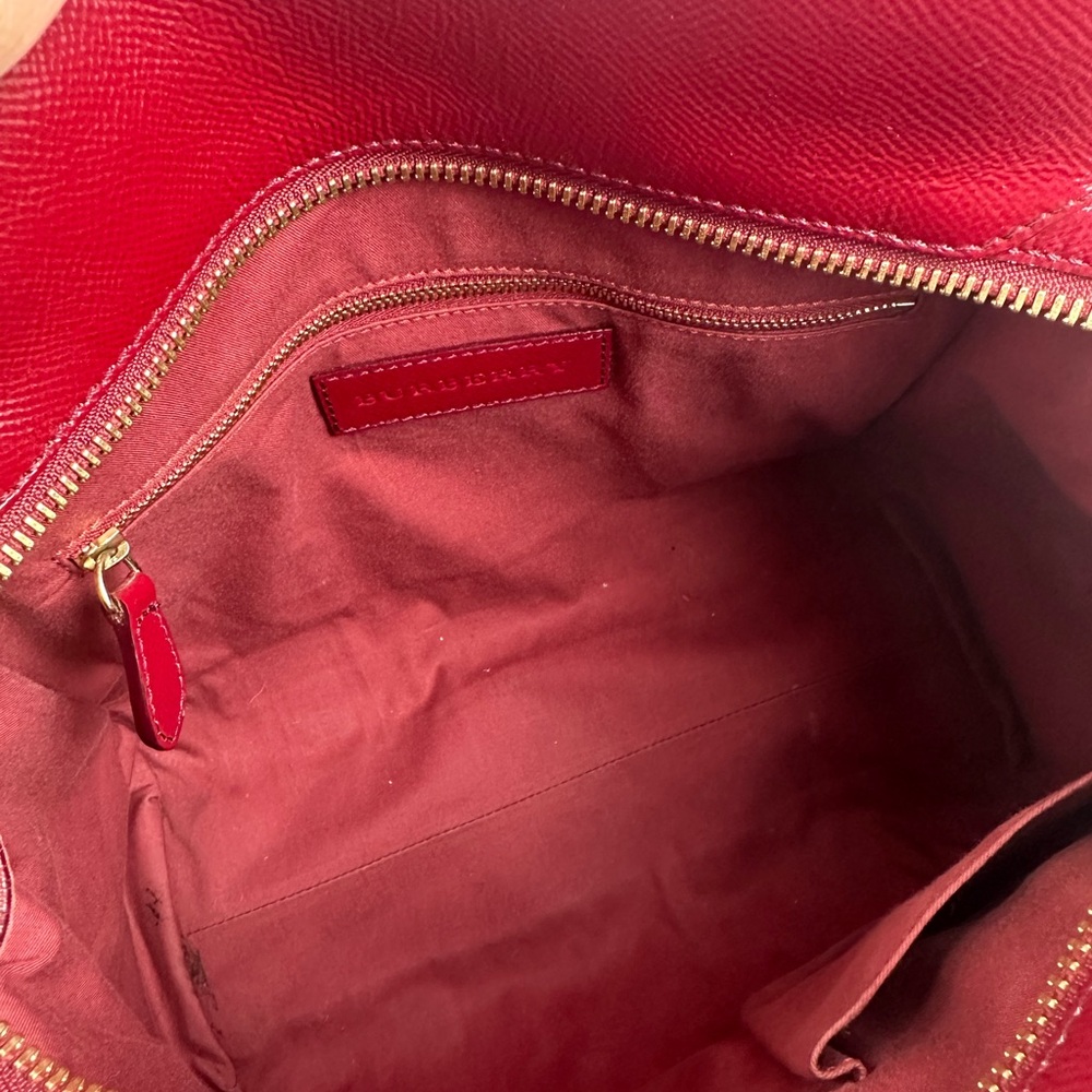 Heritage Plaid Satchel Handbag in Burgundy and Beige - Picture 8 of 11